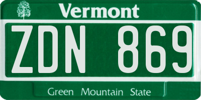 VT license plate ZDN869