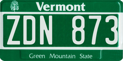 VT license plate ZDN873
