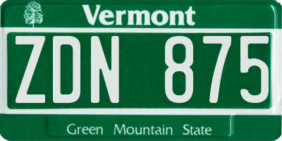 VT license plate ZDN875