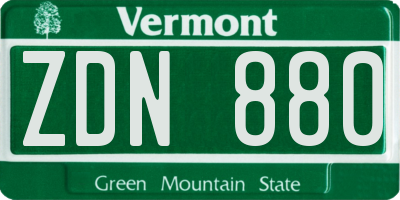 VT license plate ZDN880