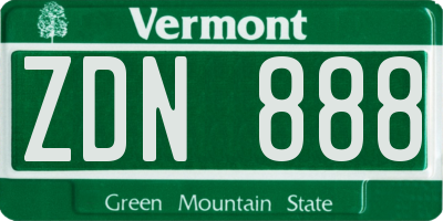 VT license plate ZDN888
