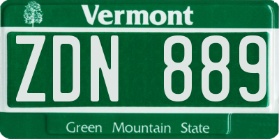 VT license plate ZDN889