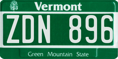 VT license plate ZDN896