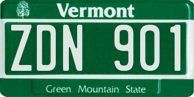 VT license plate ZDN901