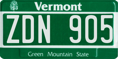 VT license plate ZDN905