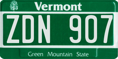 VT license plate ZDN907