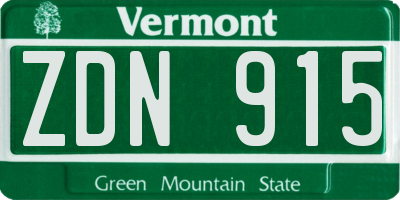 VT license plate ZDN915