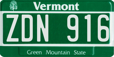 VT license plate ZDN916