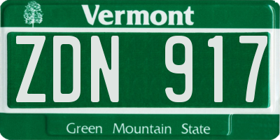 VT license plate ZDN917