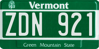 VT license plate ZDN921