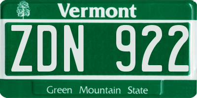 VT license plate ZDN922