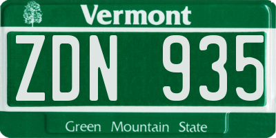 VT license plate ZDN935