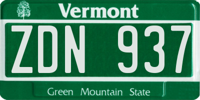 VT license plate ZDN937