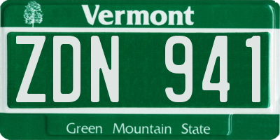 VT license plate ZDN941
