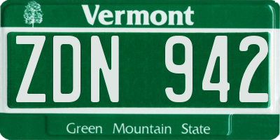 VT license plate ZDN942