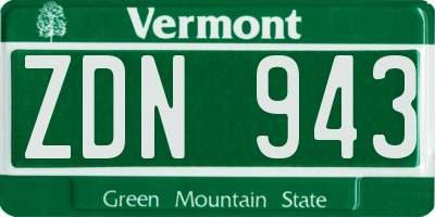 VT license plate ZDN943