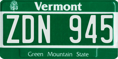 VT license plate ZDN945