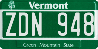 VT license plate ZDN948