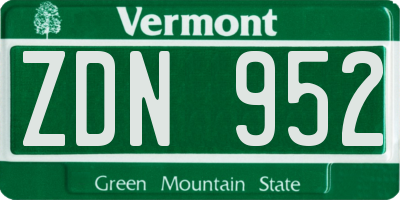 VT license plate ZDN952