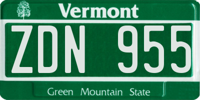 VT license plate ZDN955