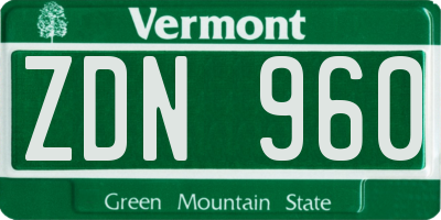 VT license plate ZDN960