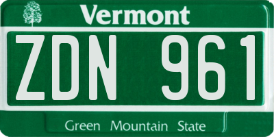 VT license plate ZDN961