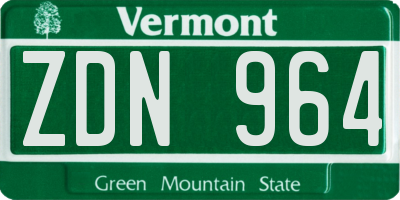 VT license plate ZDN964
