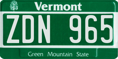 VT license plate ZDN965