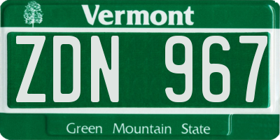 VT license plate ZDN967
