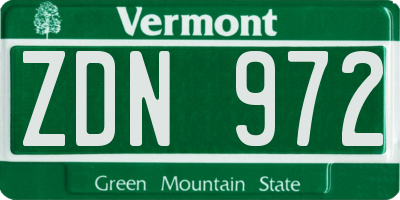 VT license plate ZDN972