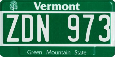 VT license plate ZDN973