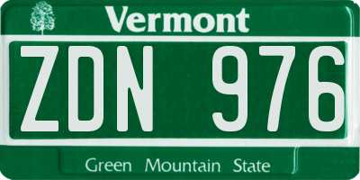 VT license plate ZDN976