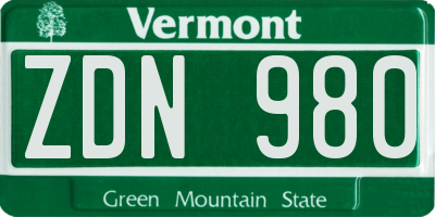 VT license plate ZDN980