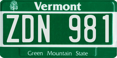 VT license plate ZDN981