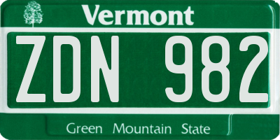 VT license plate ZDN982