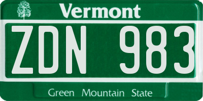 VT license plate ZDN983