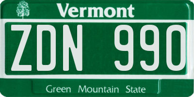 VT license plate ZDN990