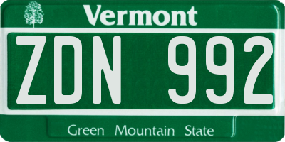 VT license plate ZDN992