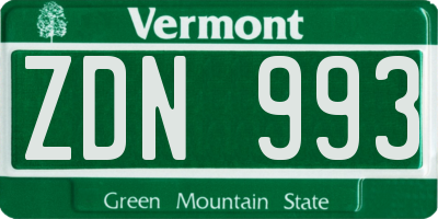 VT license plate ZDN993