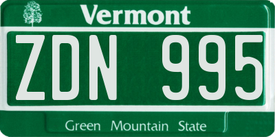 VT license plate ZDN995