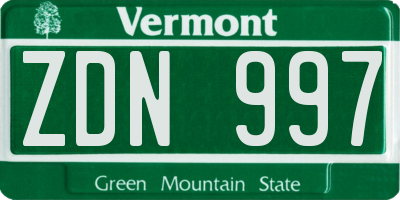 VT license plate ZDN997