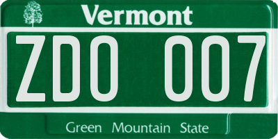 VT license plate ZDO007