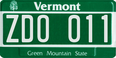 VT license plate ZDO011