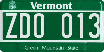 VT license plate ZDO013