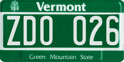 VT license plate ZDO026