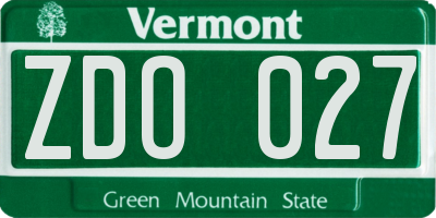 VT license plate ZDO027