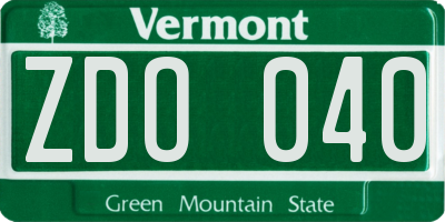 VT license plate ZDO040