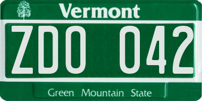 VT license plate ZDO042
