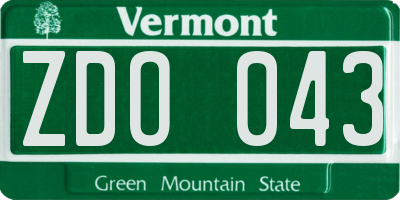 VT license plate ZDO043
