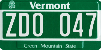 VT license plate ZDO047